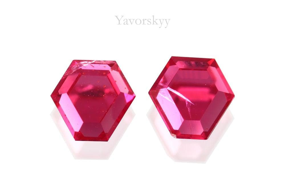 A matched pair of pinkish-red spinel  0.41 carat front view picture