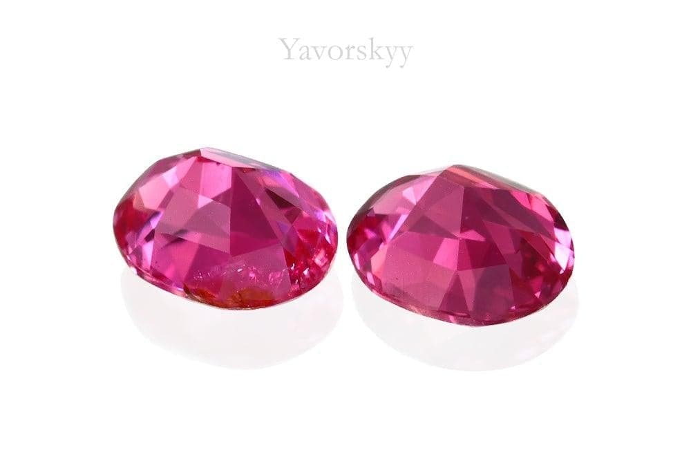 Bottom view photo of oval red spinel 0.44 ct match pair