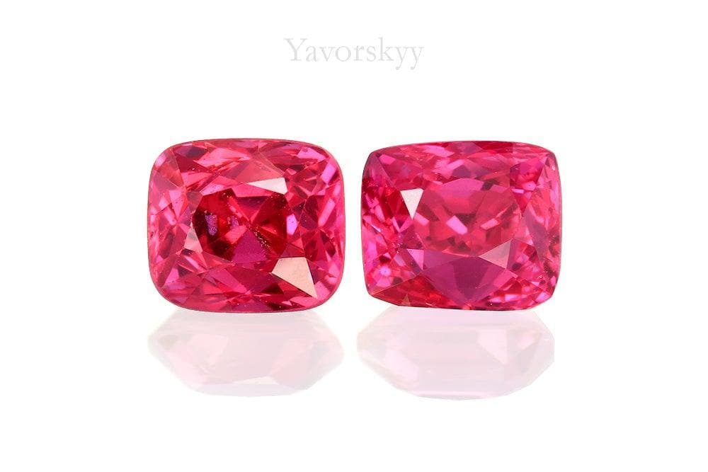 Picture of top view of red spinel 1 ct pair