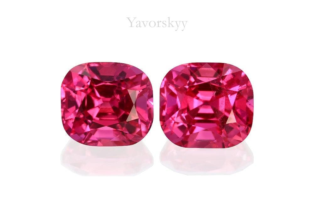 Front view photo of pinkish-red spinel pair 2.29 cts oval