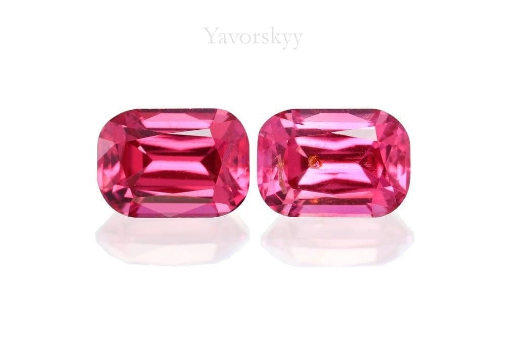 Top view image of cushion red spinel 0.71 ct pair