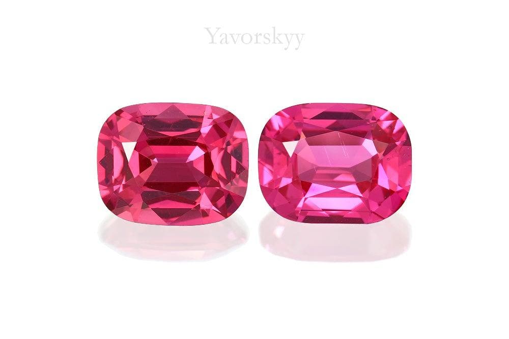 Photo of match pair red spinel 1.37 cts cushion shape