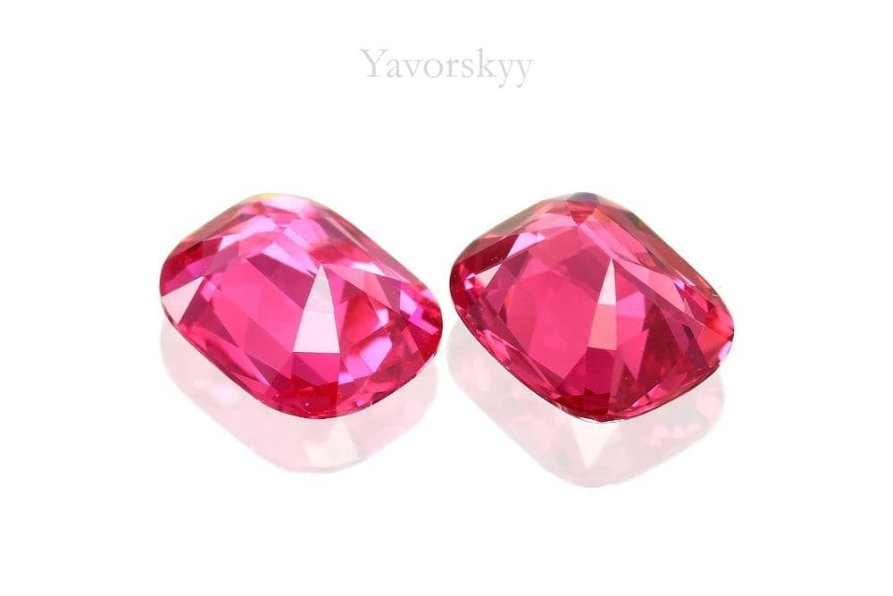 Matched pair red spinel cushion 1.37 carats back side image
