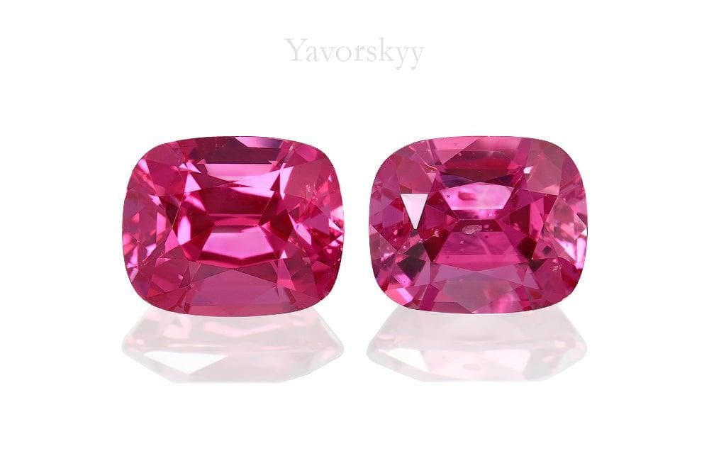 A matched pair of red spinel cushion 1.46 cts front view image