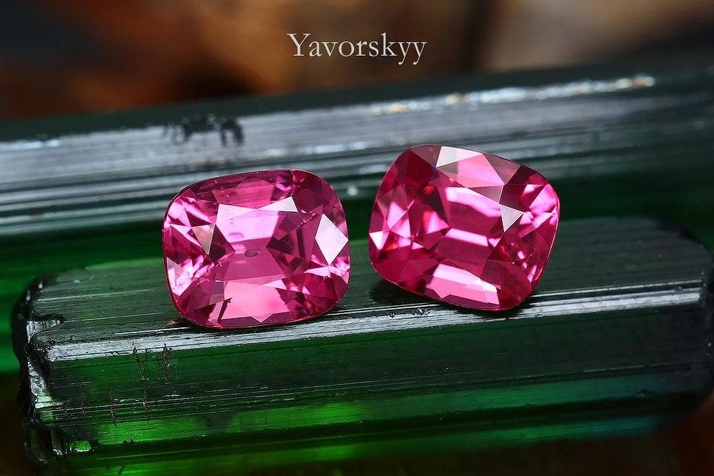 A matched pair of red spinel cushion 1.46 cts front view image