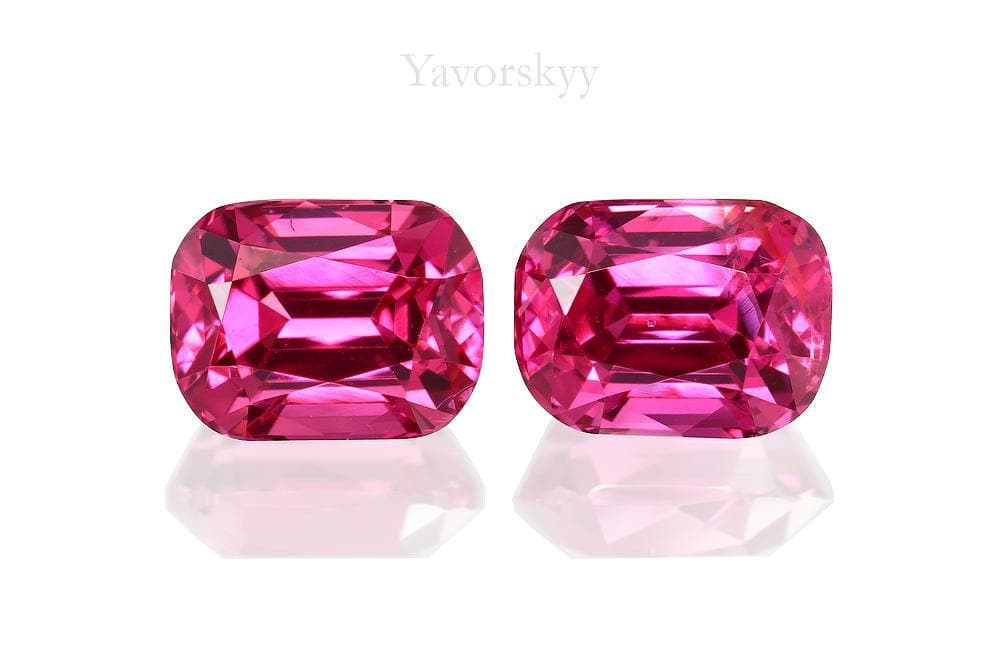 Top view image of cushion red spinel 1.79 cts pair