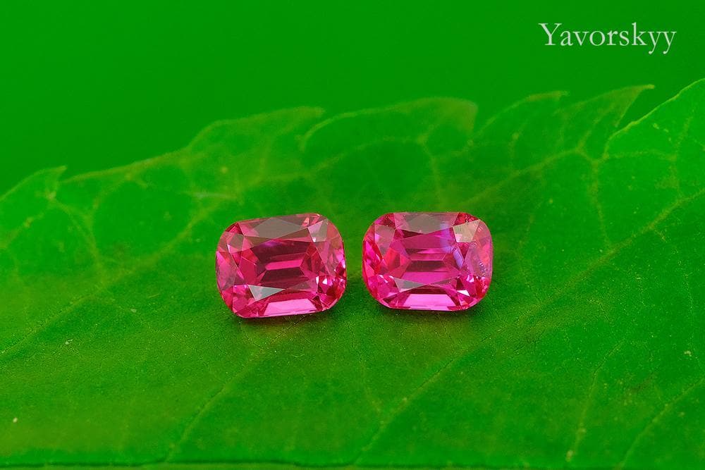 A matched pair of red spinel cushion 1.79 cts front view image