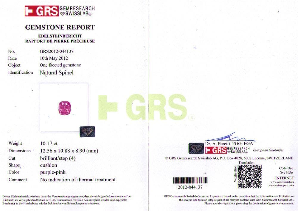 GRS Certified Purple-pink Spinel