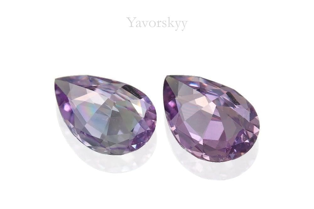 A matched pair of purple sapphire pear 3.23 cts back side picture