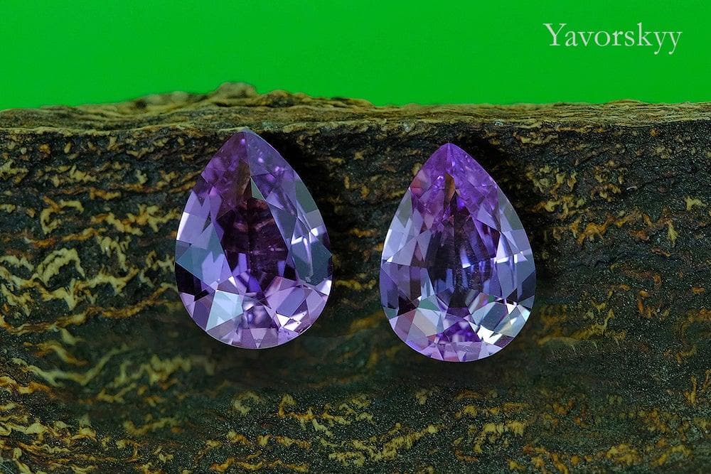 Image of top view of purple sapphire 3.23 cts pair