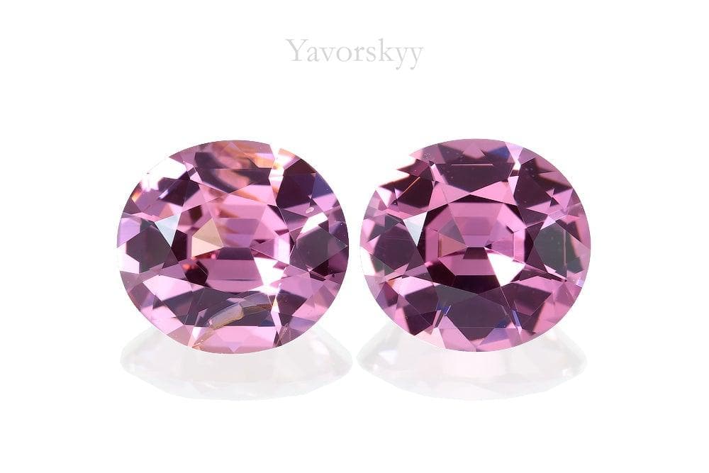 Front view image of purple spinel pair 1.8 cts oval