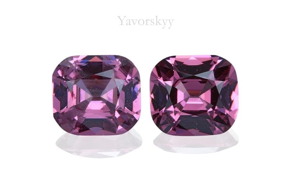 A pair of purple spinel cushion 2.71 carats front view picture