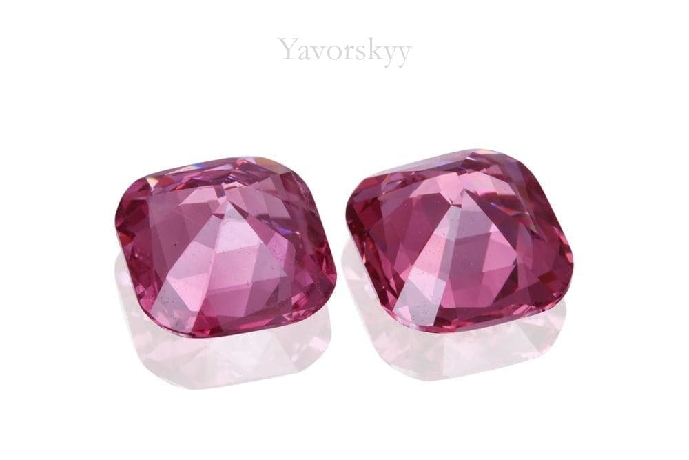Match pair of purple spinel cushion 2.71 carats back side picture