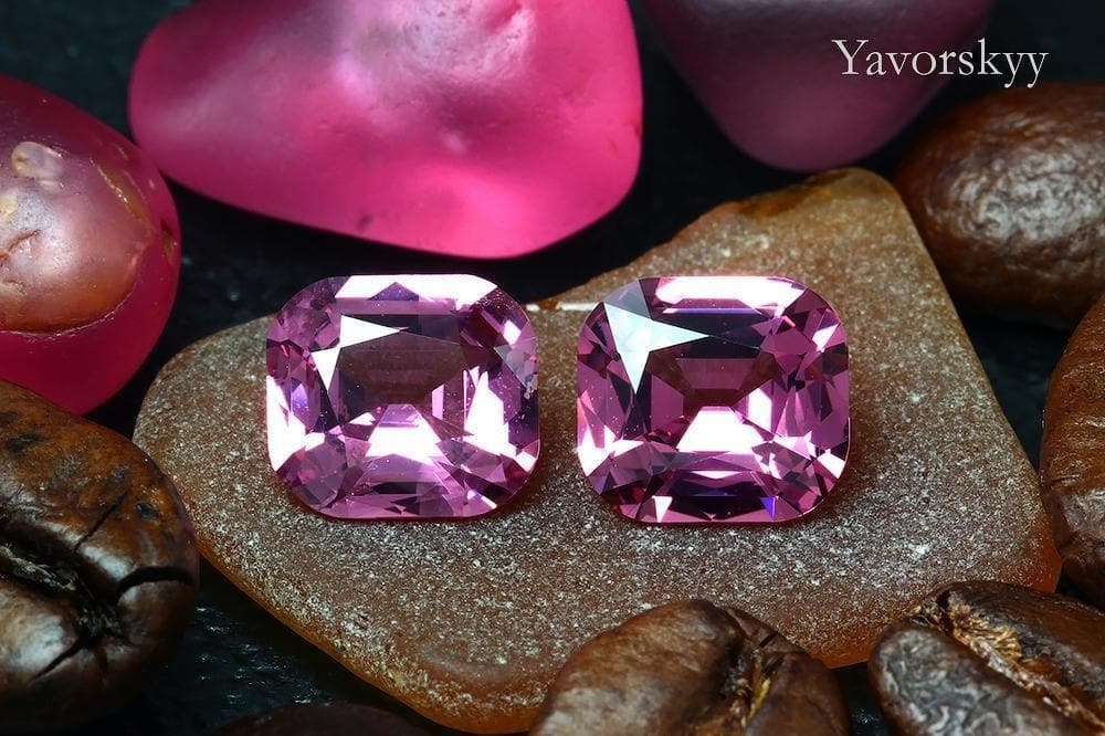 Match pair of purple spinel cushion 2.71 cts front view image