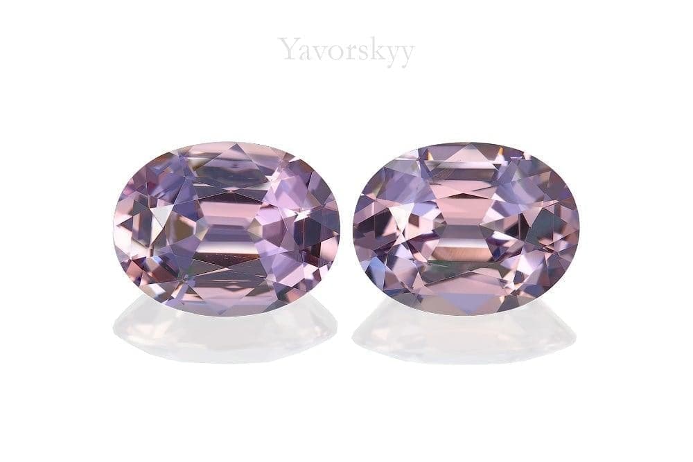 Match pair of purple spinel oval 4.27 cts front view picture