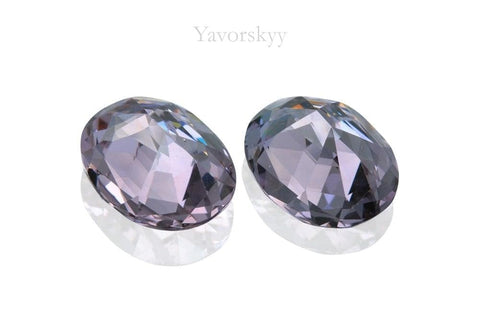 Bottom view photo of oval purple spinel 4.27 cts matched pair