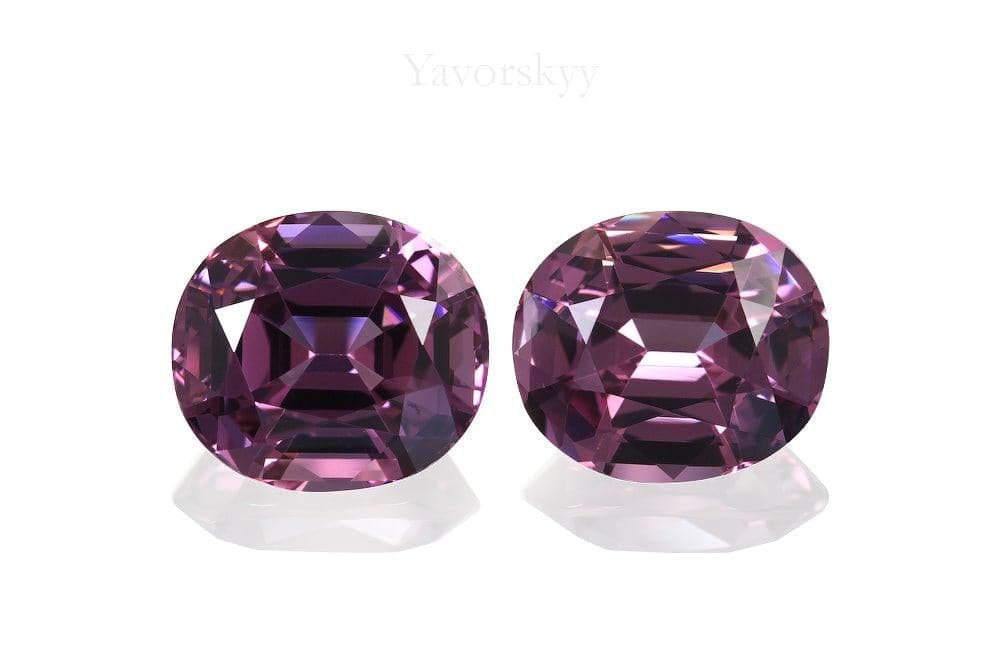 Front view picture of oval purple spinel 5.7 cts pair