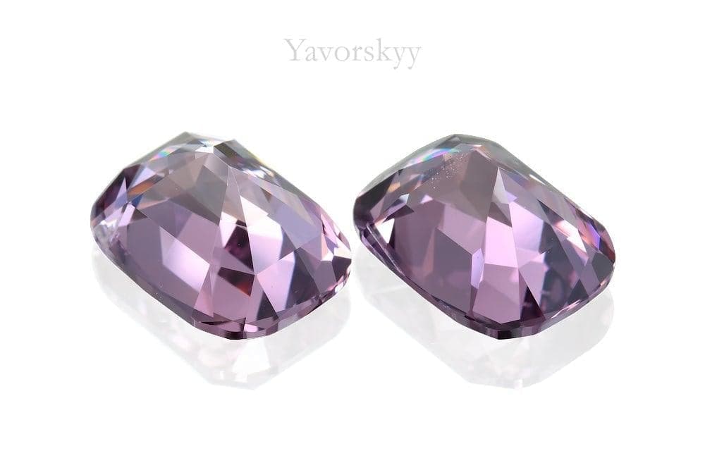 Photo of match pair purple spinel 7.04 carats cushion shape