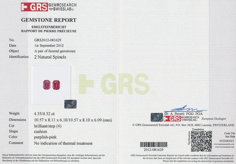 Purplish-Pink Spinel Burma Cert