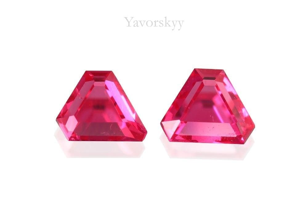 A matched pair of red spinel cushion 0.32 carats front view picture