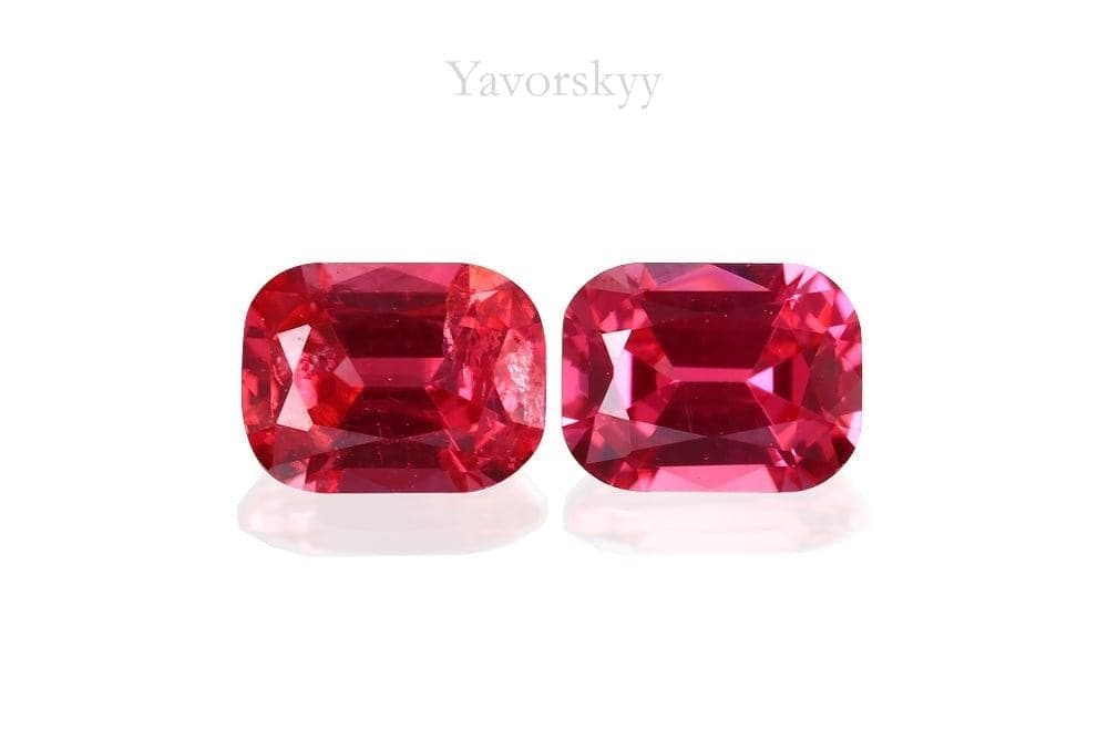 Image of top view of red spinel 0.40 carat matched pair