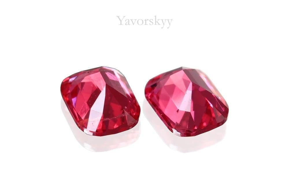 Bottom view photo of matched pair red spinel 0.40 carat