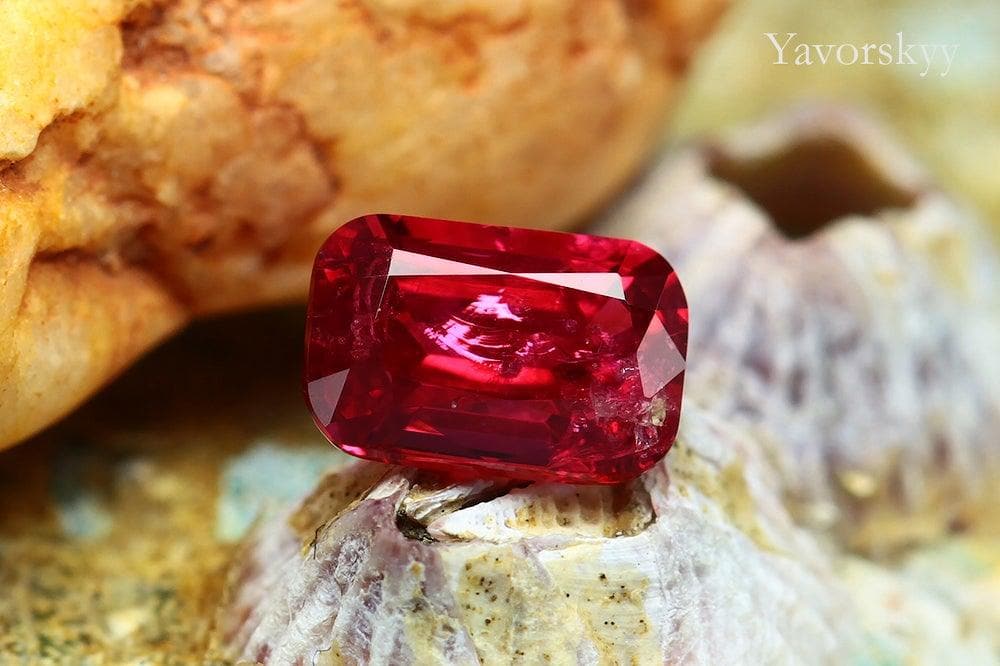 Faceted red spinel
