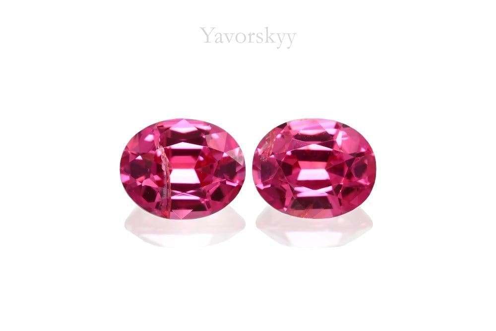 Matched pair red spinel oval 0.41 carat front view photo