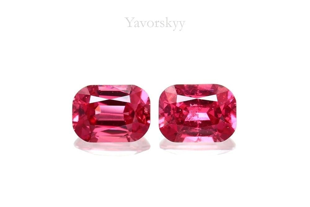 Match pair of red spinel cushion 0.49 ct front view image