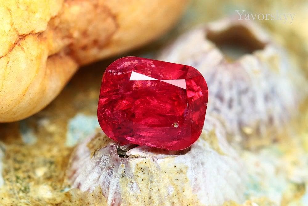 Red spinel stone cut