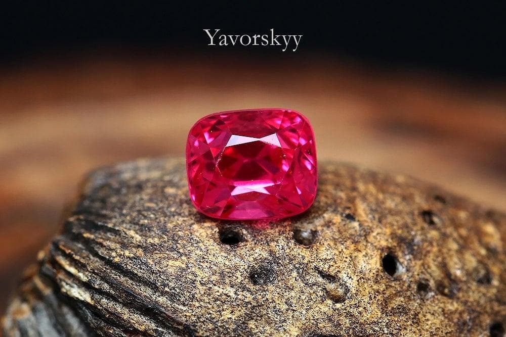 Red color spinel cushion shape 0.71 carat front view picture