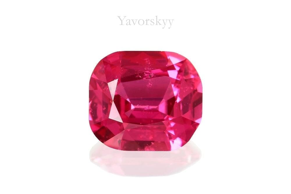 Image of cushion shape red spinel 0.85 ct front view