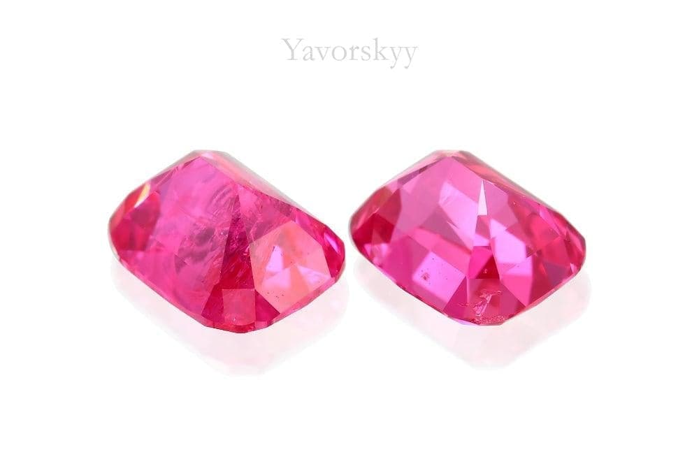 Matched pair red Spinel cushion 1.01ct back view photo 