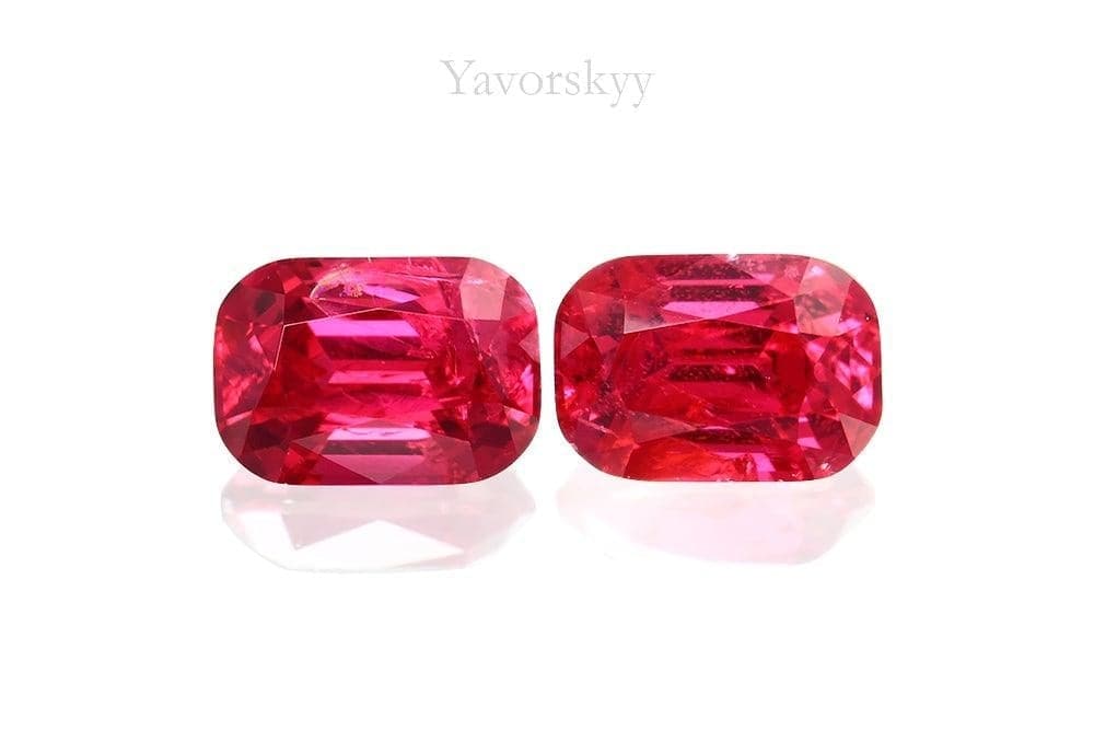 Front view image of cushion red spinel 1.05 ct pair