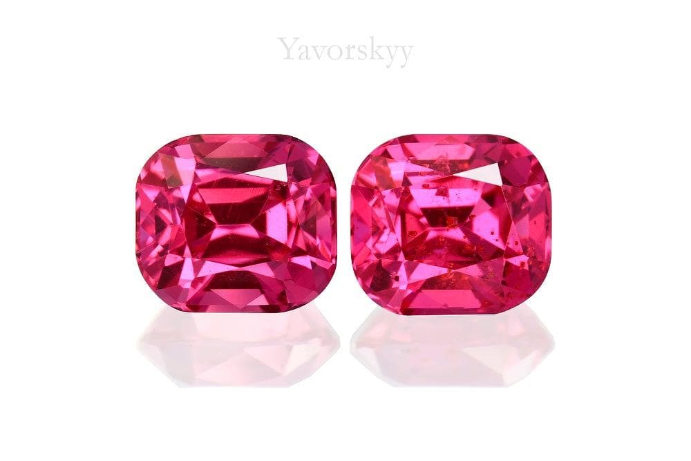 A pair of red spinel cushion 1.19 carats front view photo