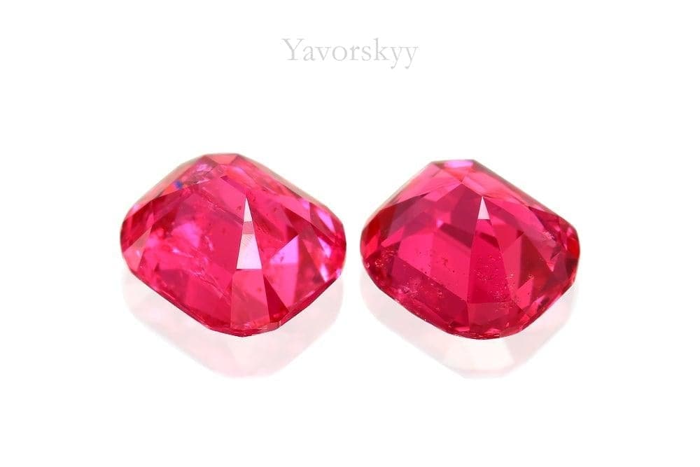 A photo of red spinel pair 1.19 cts bottom view