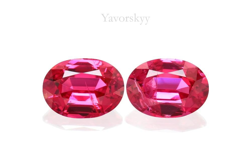 Image of front view of red Spinel 1.23cts match pair 
