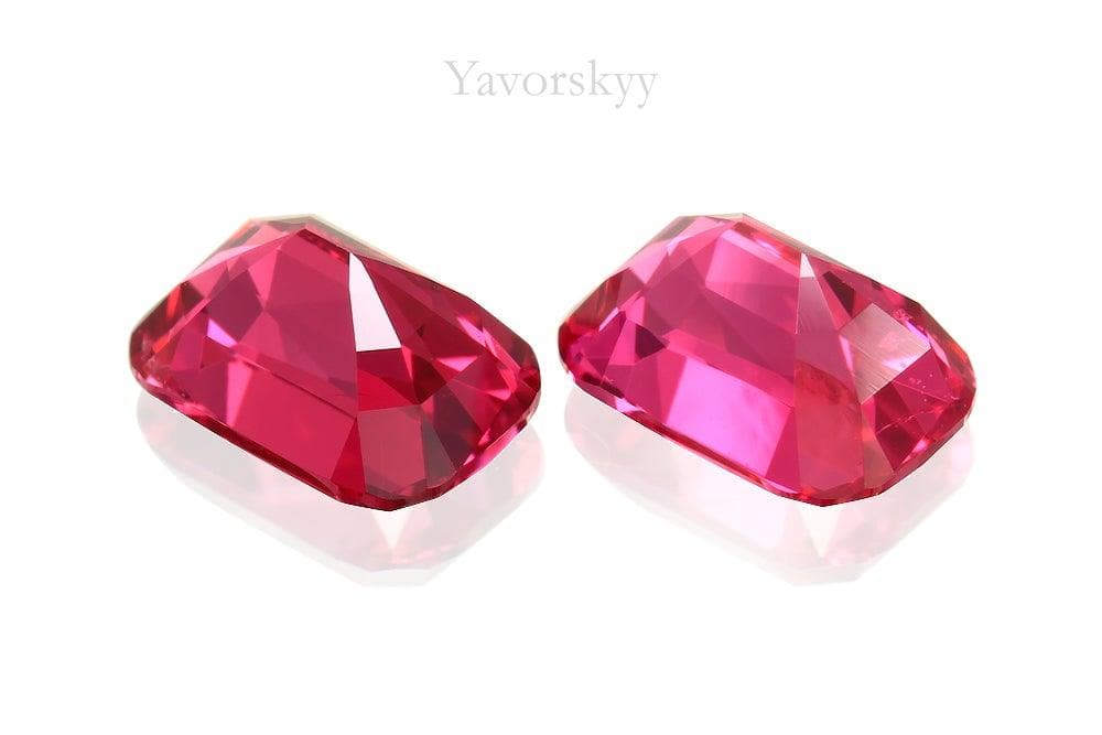 Bottom view image of matched pair red spinel 1.25 carats