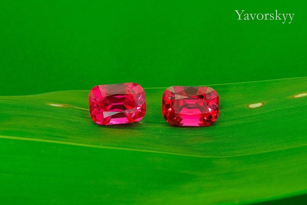 Image of top view of red spinel 1.25 cts match pair