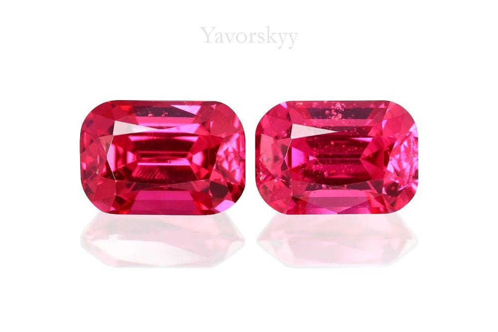 Picture of match pair red spinel 1.29 cts cushion shape