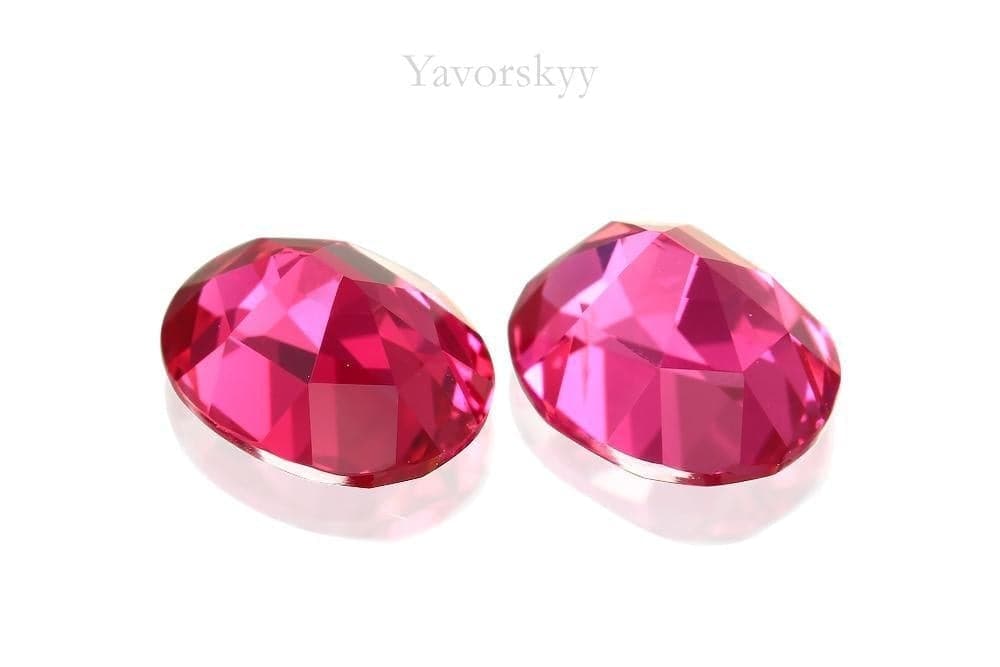 Bottom view image of oval red spinel 1.35 carats pair