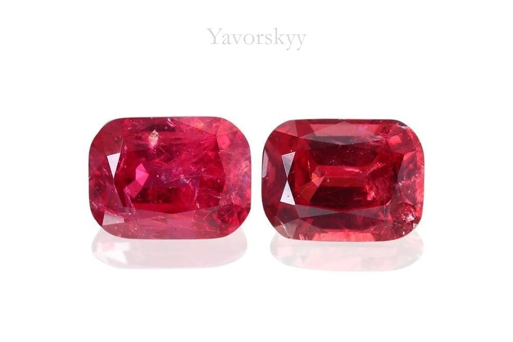 Front view picture of cushion red spinel 1.40 cts pair