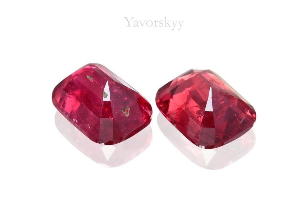 Pair of red spinel cushion 1.40 cts back side picture