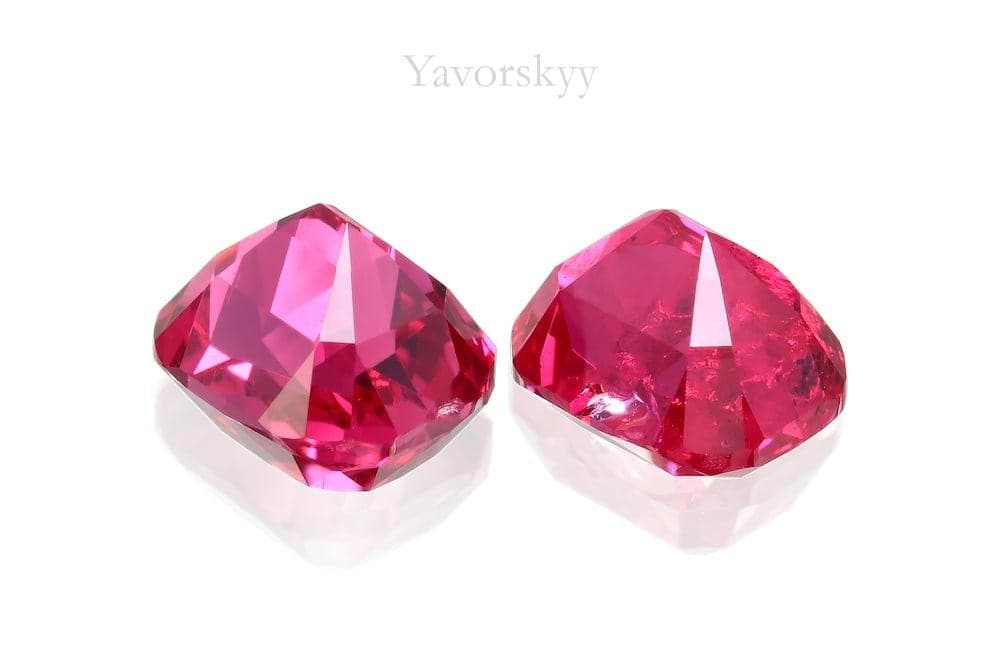A pair of red spinel cushion 1.4 carats back side photo
