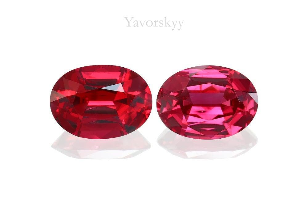 Match pair of red spinel oval 1.41 carats front view image