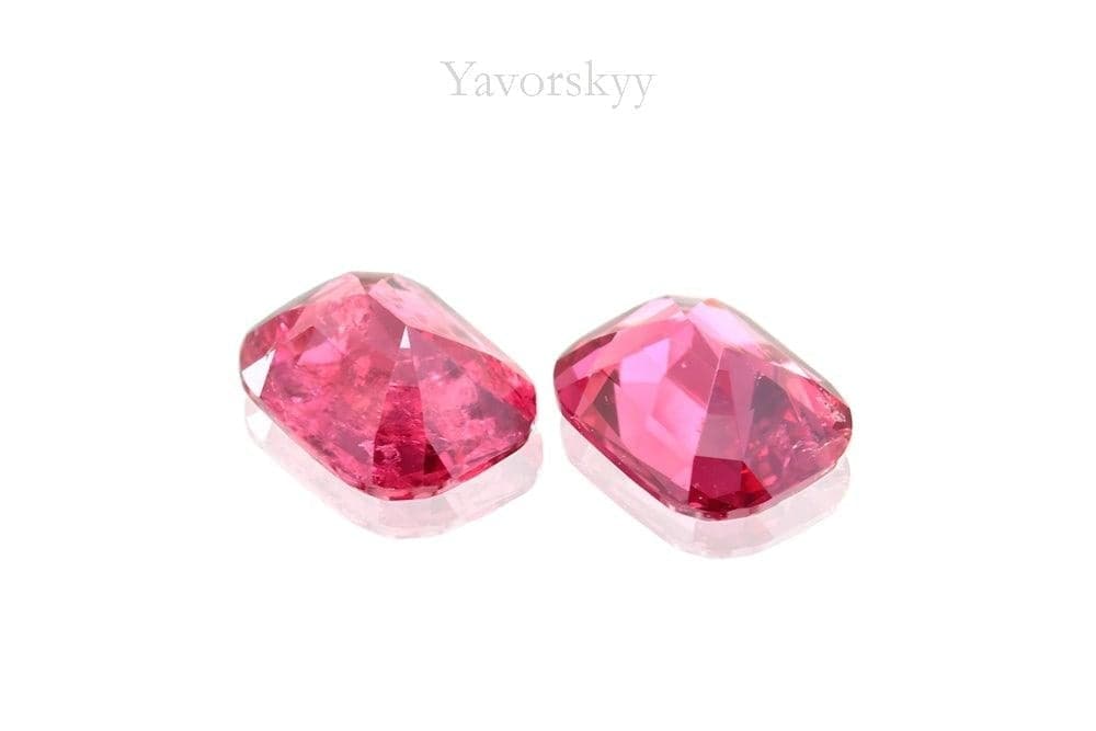 Back side picture of cushion red spinel 1.44 cts pair
