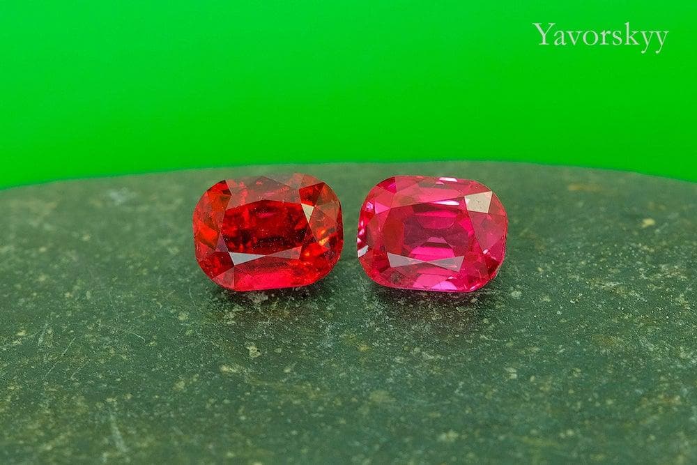 A pair of red spinel cushion 1.61 carats front view image