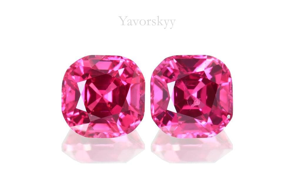 A pair of red spinel cushion 1.68 carats front view picture
