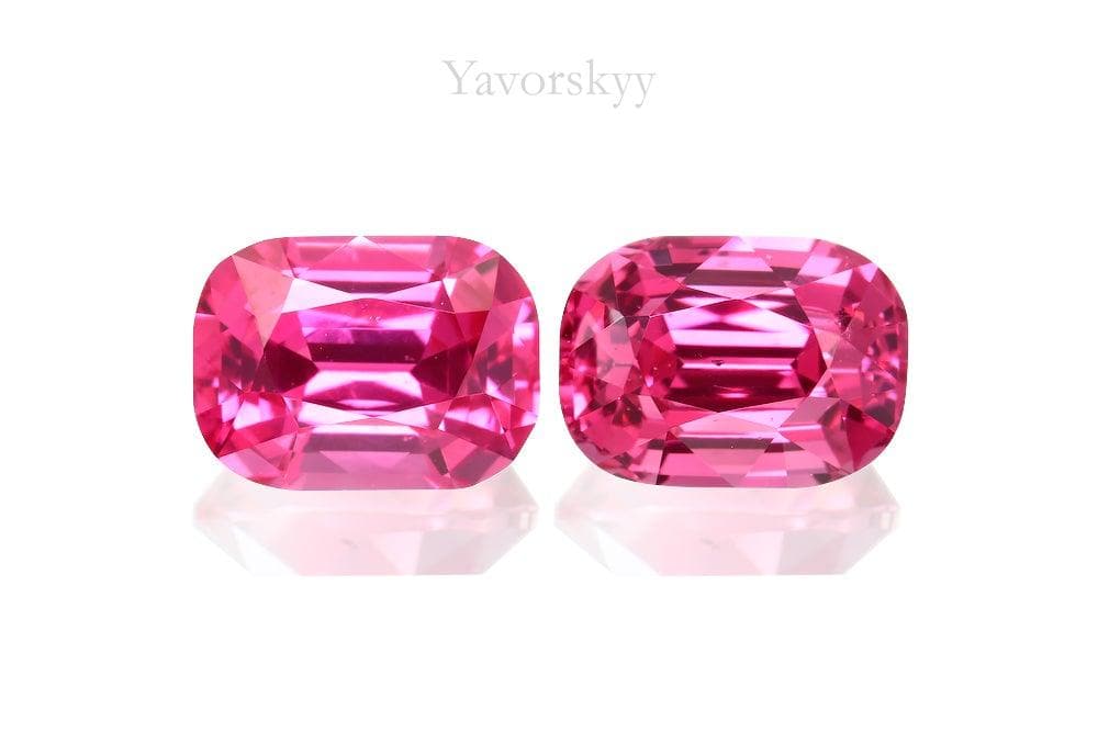 Top view photo of matched pair red spinel 1.7 carats