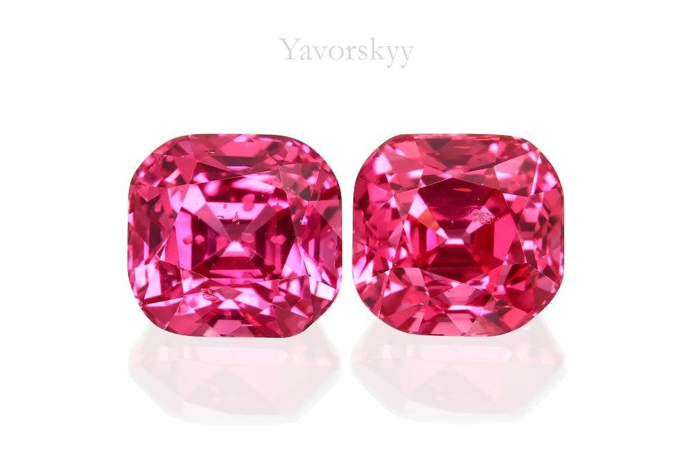 A match pair of red spinel cushion 1.73 carats front view image